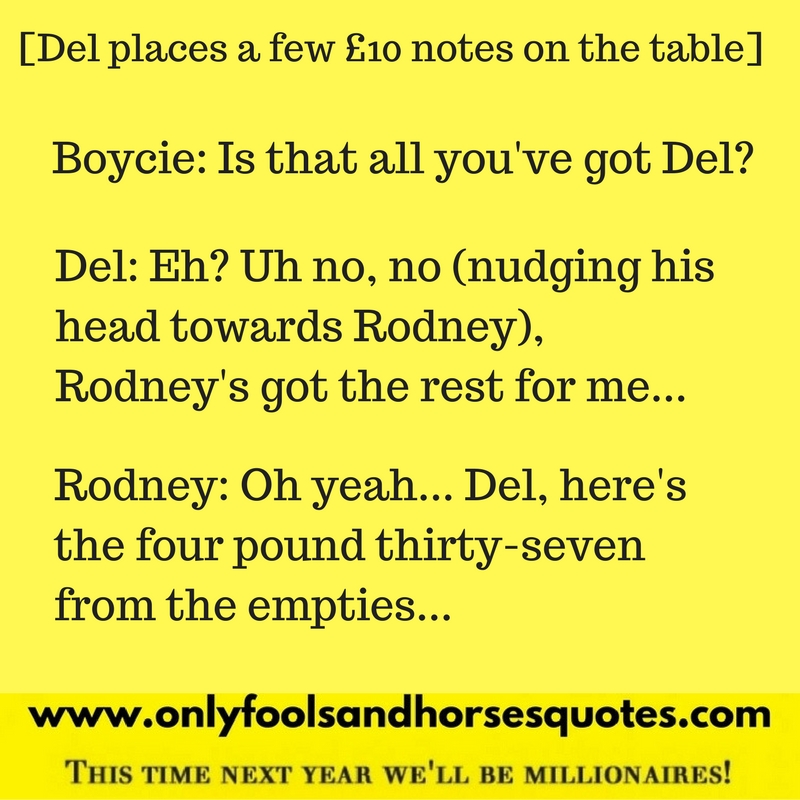 Del places a few £10 notes on the table